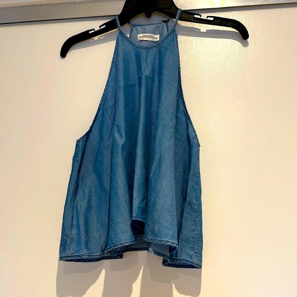Zara denim tank top size extra small.